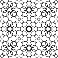 Black and white geometric seamless pattern with line and circle,