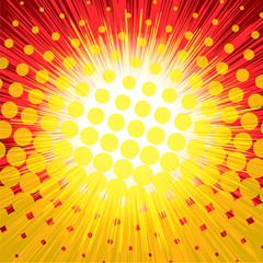 Halftone Colored Sunburst Background