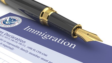 Immigration document - obrazy, fototapety, plakaty