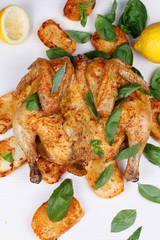 Chicken on Bread With Herbs and Lemon