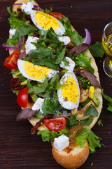 Greek Steak Salad on Bread with Eggs and Feta
