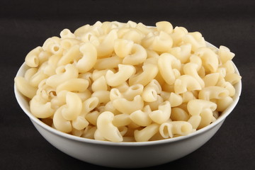 Italian pasta in white bowl.