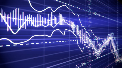 Financial graph on a computer monitor screen