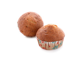 banana muffin cupcake on white background