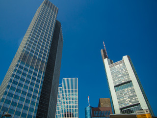 Naklejka premium Skyscrapers in the center of the financial district, Frankfurt