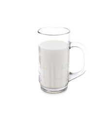 a glass of milk on white back ground