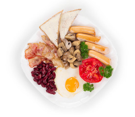 English breakfast with fried eggs