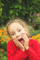 Fototapeta premium Toned portrait anxious young girl.