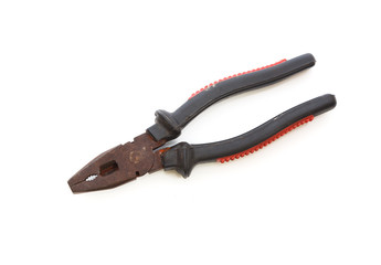 Old pliers isolated on white background
