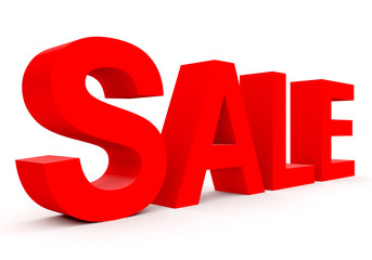 SALE - red 3d letters isolated on white