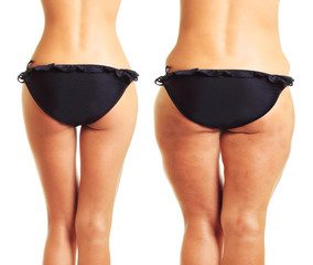 Thin and overweight women's bodies isolated