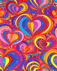 Vector seamless background hand drawn hearts