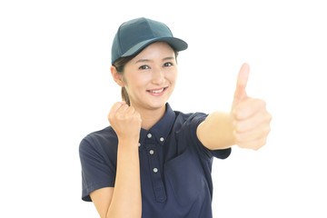 笑顔の女性労働者
