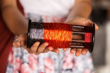 eaving silk fabric by method and machine traditional