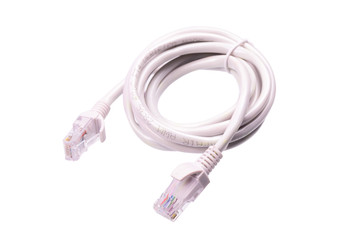 white network cable on white background