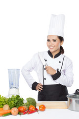 female chef Cooking in the kitchen