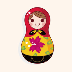 Matryoshka , Russian traditional wooden doll, vector pattern, el