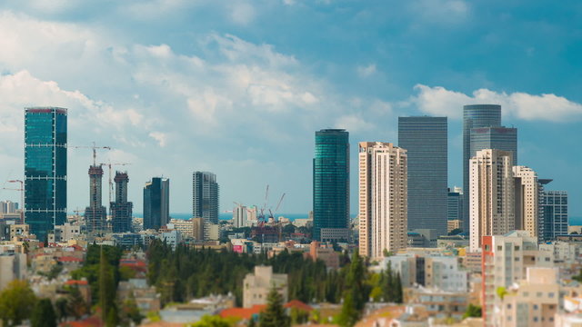 4k - Tel Aviv Skyline Time Lapse 
Tel Aviv Cityscape under a storm clouds