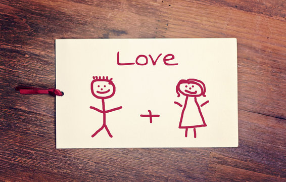 lovely greeting card - LOVE Matchstick man