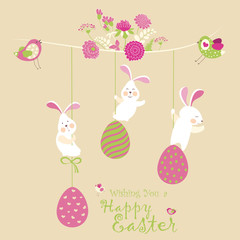 Easter bunnies and easter eggs