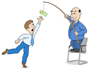 Chef motiviert einen Angestellten