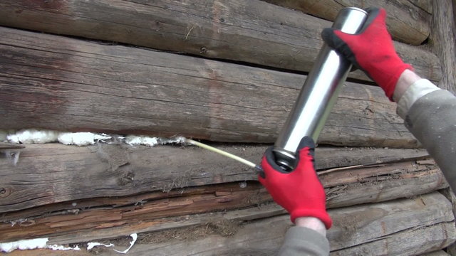 farm ranch wooden house wall insulation with polyurethane foam