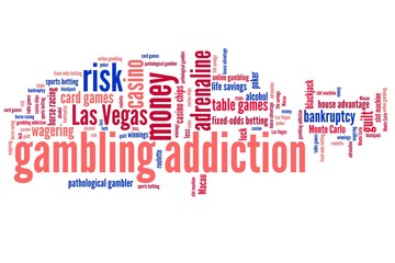 Gambling addiction word cloud concept
