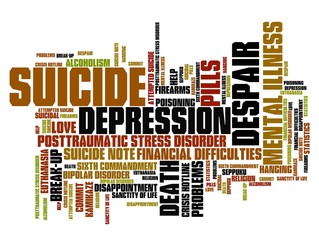 Suicide and depression word cloud concept