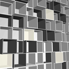 Abstract wall with open boxes