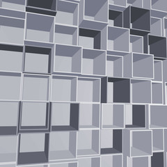 Abstract wall with open boxes