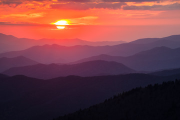 Obraz premium Sunset in the Great Smoky Mountains National Park