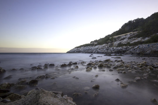 Dramatic beach scene Vallcarca, Catalonia