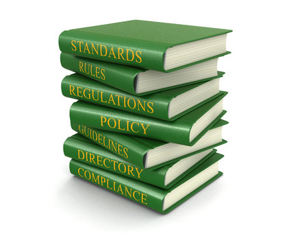 Stack Of Compliance And Rules Books (clipping Path Included)