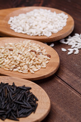 White, wild and brown rice