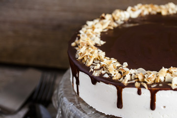 Cake bird's milk with chocolate and coconut