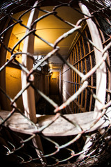 Fototapeta na wymiar Inside of an abandoned penitentiary