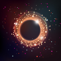 Dark swirl space illustration with particles and stars