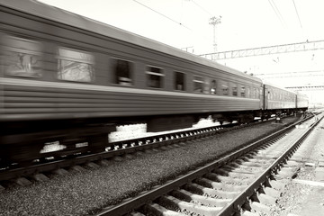 Passenger train passing on speed,