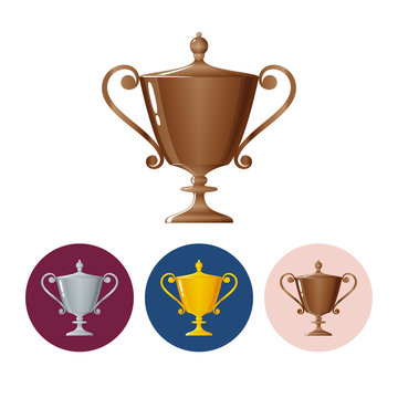 Set icons cups of winner,icon  trophy cup