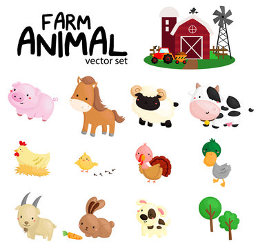 farm animal vector set - no background