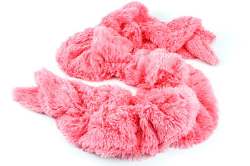 Red winter woman scarf isolated on white