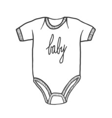 Hand drawn babys clothes in black vector