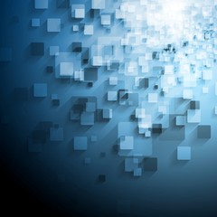 Blue technical vector background with squares