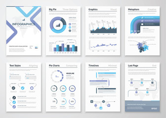 Fototapeta na wymiar Big collection of infographic elements and business brochures