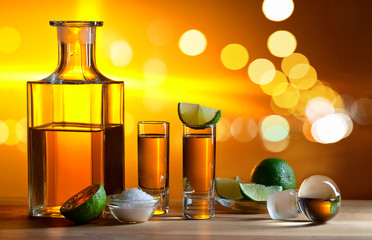 gold tequila with salt and lime