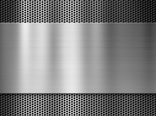 steel or aluminum metal plate over grill background