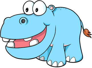 Fototapeta premium Happy hippopotamus Vector Illustration Art
