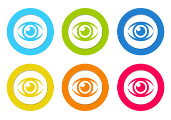 Colorful rounded icons with eye symbol