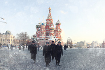 Obraz premium Moscow Kremlin Cathedral winter landscape embankment