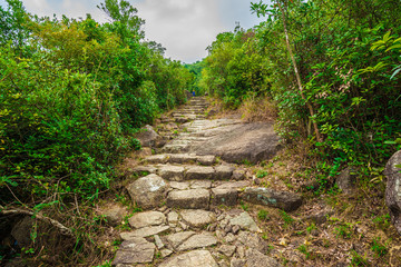 Beautiful scenic hiking trail in the park at Hongkong